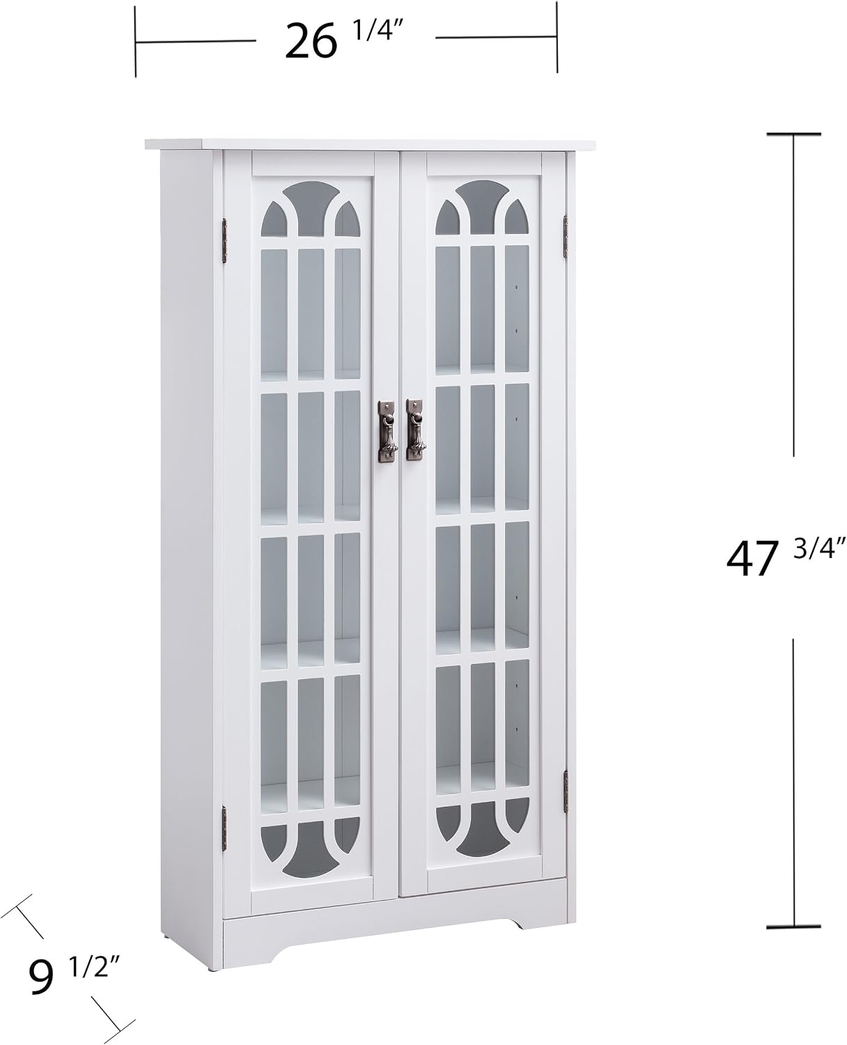 SEI Furniture - Window Pane Media Cabinet - White - Transitional Design, White Glass and Wood - Ideal for Home Office, Living Room (MS1075)