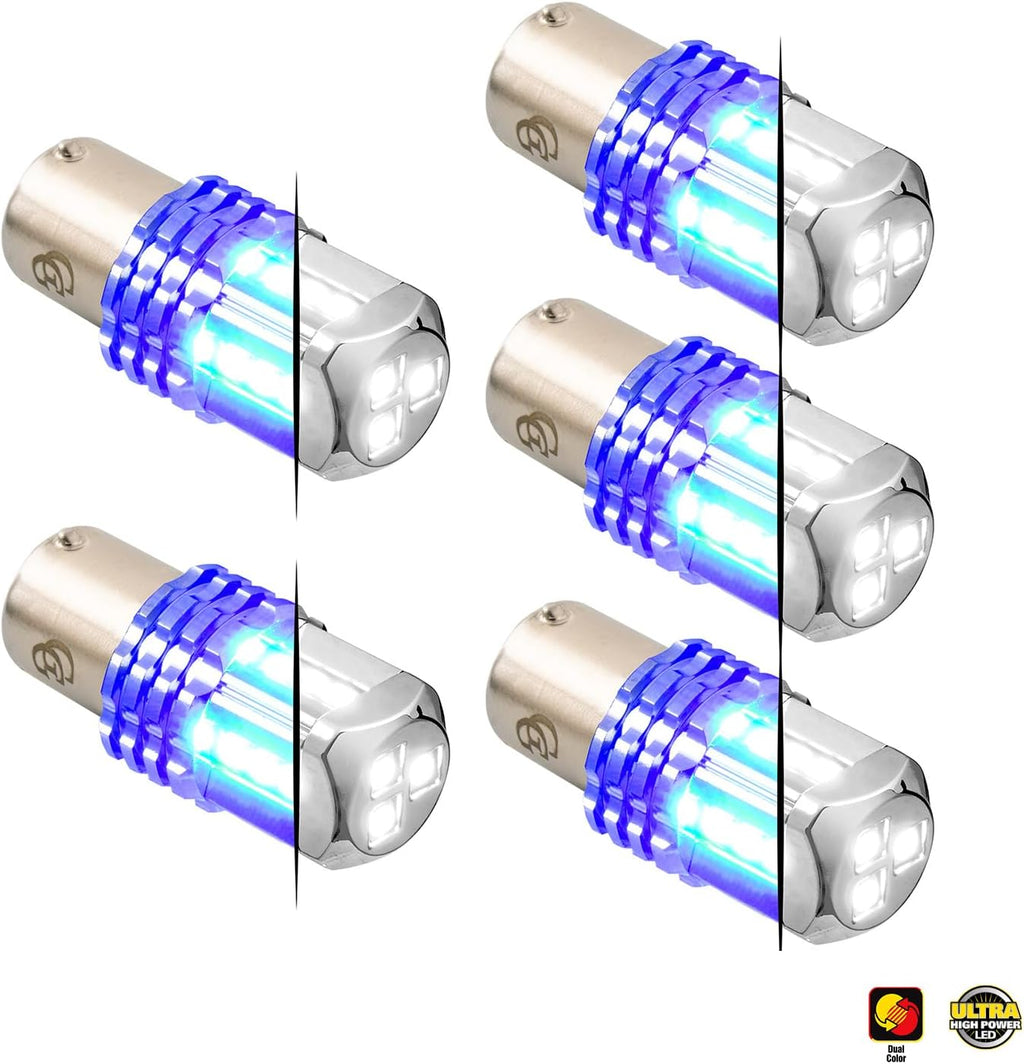 GG Grand General 70831 1157 Dual Color White/Blue 15 LED Tower Bulb, 12V, 5 Pack