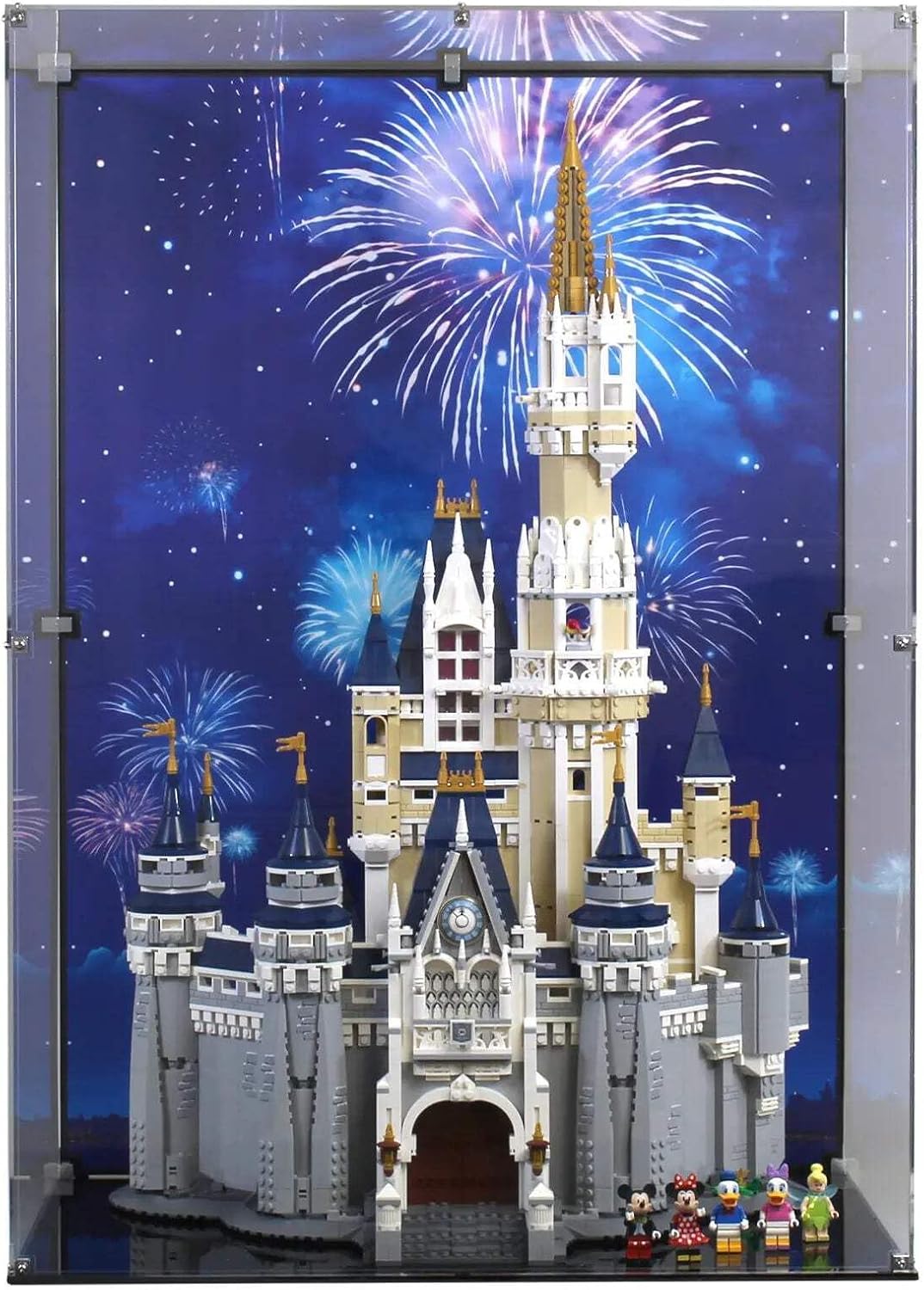 Display Case Compatible with Lego 71040 - The Disney Castle - Acrylic Dustproof Showcase with Pre-Printed Background - Set Not Included