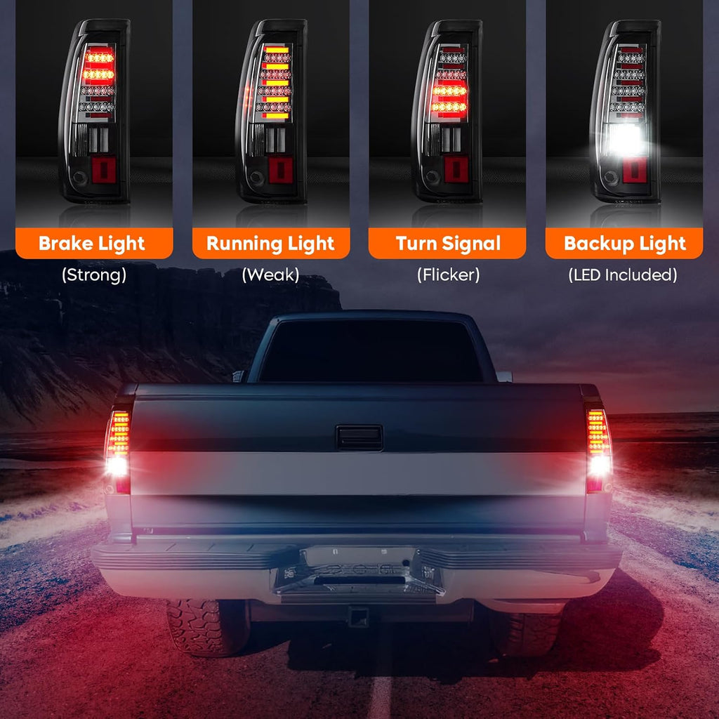 Tresound LED Tail Lights (Smoke Lens) for Chevy Silverado 1500 2500 2003-2006, for GMC Sierra 1500 2500 3500 2004-2006, for Silverado/Sierra Classic 2007, Fleetside Bed Models
