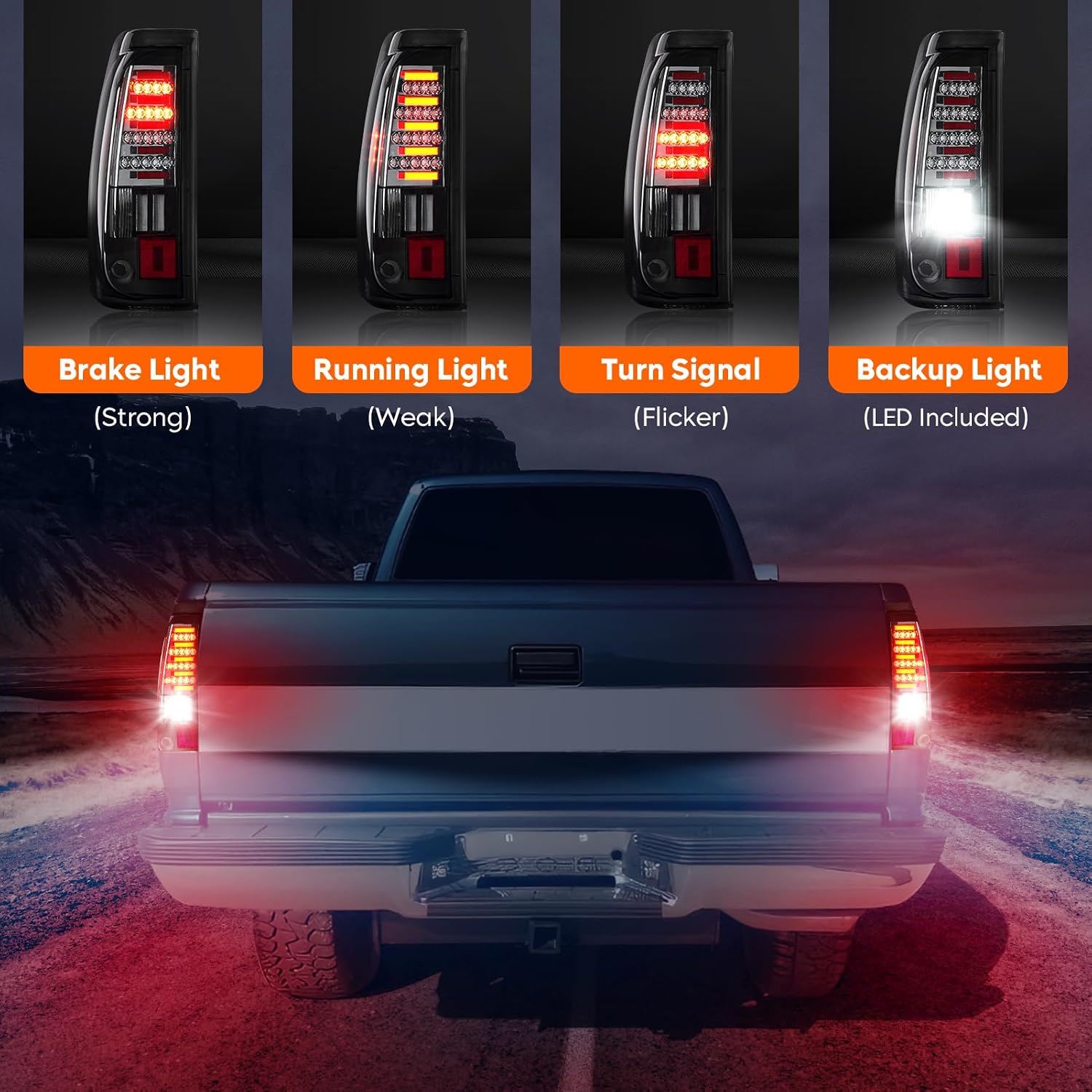 Tresound LED Tail Lights (Smoke Lens) for Chevy Silverado 1500 2500 2003-2006, for GMC Sierra 1500 2500 3500 2004-2006, for Silverado/Sierra Classic 2007, Fleetside Bed Models