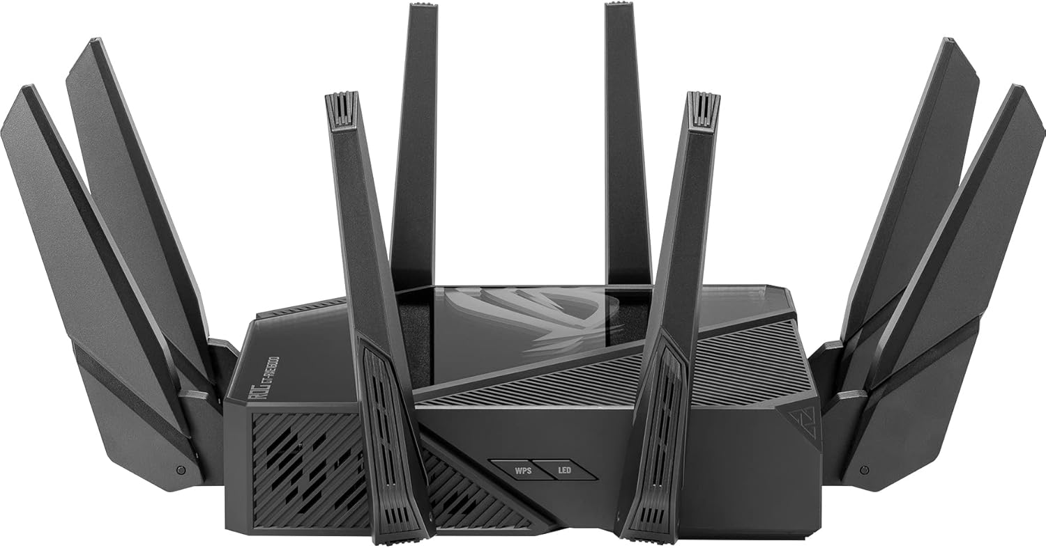 ASUS ROG Rapture WiFi 6E Gaming Router (GT-AXE16000) - Quad-Band, 6 GHz Ready, Dual 10G Ports, 2.5G WAN Port, AiMesh Support, Triple-Level Game Acceleration, Lifetime Internet Security, Instant Guard