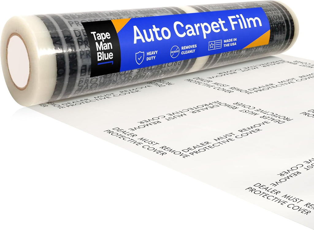 Auto Carpet Film, 24' Roll with 21' Perforation, 4 Mils Thick, Dealer Must Remove Protective Cover, Plastic Floor Mats for Car Carpet Protection, Made in USA (24' x 600' Roll)