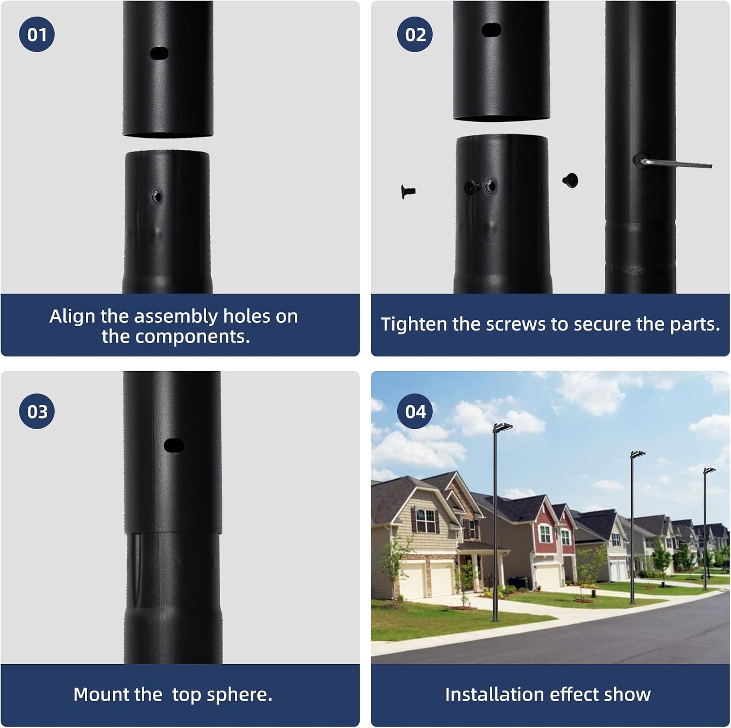 Street Light Pole 13Ft, Street Light Poles for Outdoor Lighting,Solar Pole Accessory for Street, Suitable for Basketball Courts, Parking Lots, Residential Areas, Park(13FT)