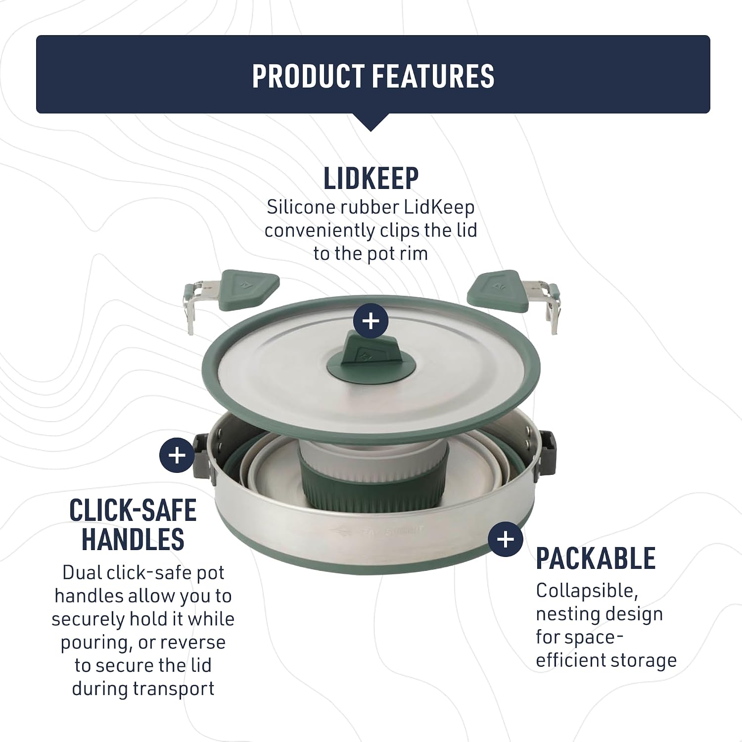 Sea to Summit Detour Stainless Steel One Pot Cook Set for Two (3 Liter Pot, 2 Large Bowls, 2 Mugs)