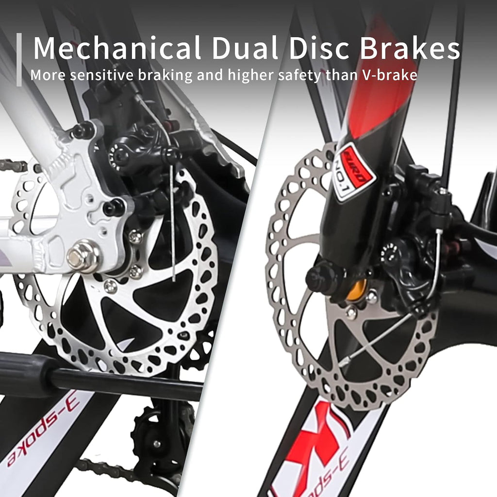 EUROBIKE 29' /27.5' Mountain Bike，29' Men Mountain Bike, Lightweight Aluminum Frame,Front Suspension Daul Disc Brakes 21 Speed Bicycles for Mens Bikes Mountain Bike for Adults