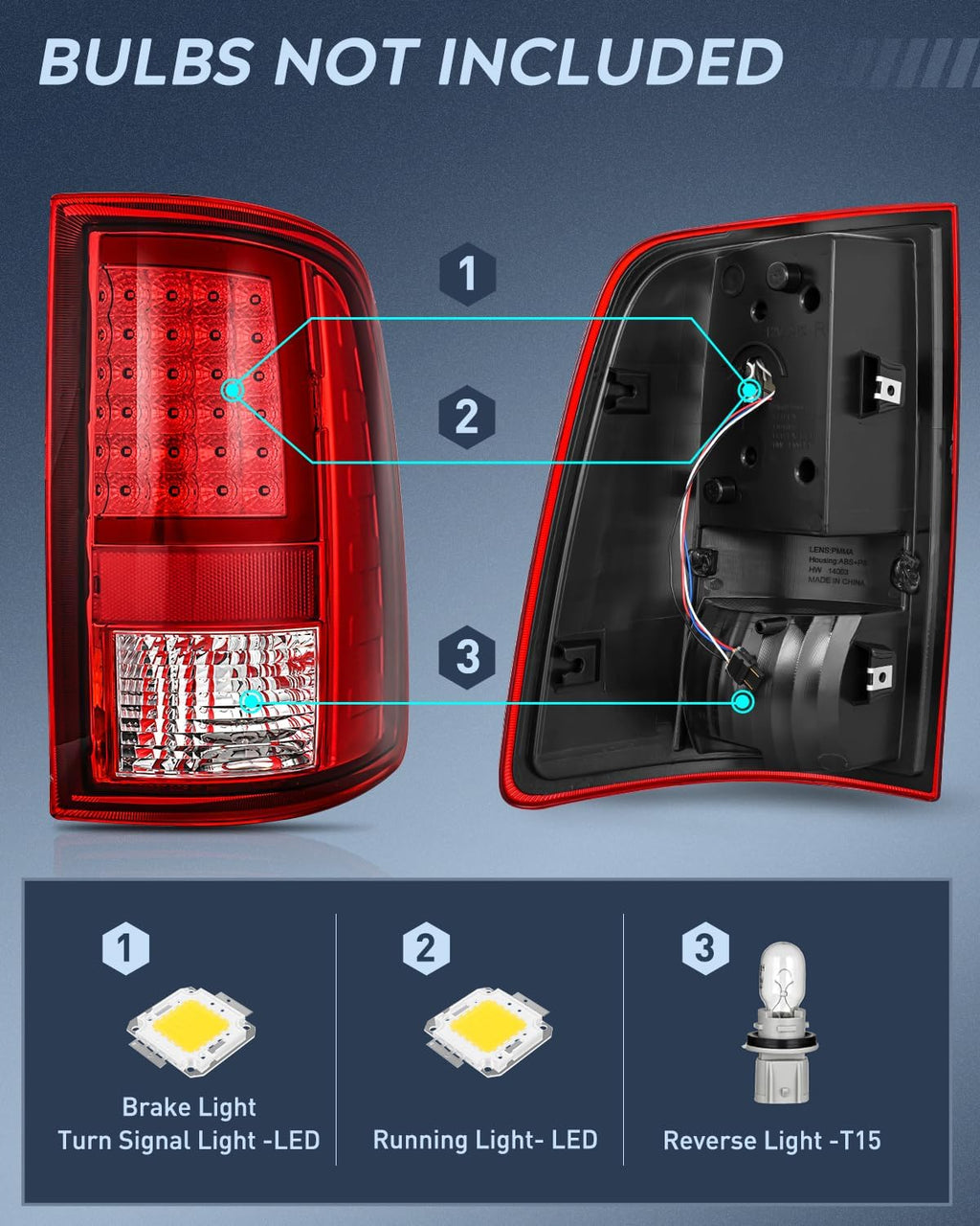 Nilight Taillight Assembly Compatible with 2009 2010 2011 2012 2013 2014 2015 2016 2017 2018 Dodge Ram 1500 2010-2018 Ram 2500 3500 Incandescent Type Upgrade LED Tube Tail Lights Rear Brake Lamps