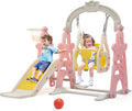 3-in-1 Kids Slide for Toddlers Slide and Swing Set,Indoor Playground for Children,Freestanding Outdoor Slides with Basketball Hoop,Outside Climber Playhouses,Baby Climbing Toys