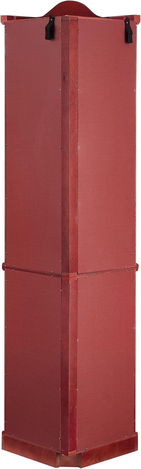 Classic Corner Curio Cabinet with Lights, Glass Display Cabinet for Living Room - Adjustable Tempered Glass Shelves, Wall Mountable, Cherry Finish (Cherry)