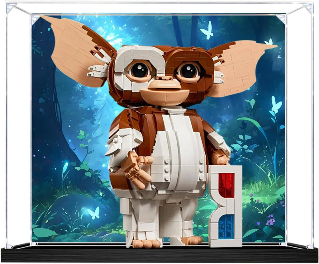 Acrylic Display Case for Lego 21361 Gremlins Building Set– Dustproof Display Box & Showcase, Display Box Compatible with Lego 21361 -Only Display case (Back Spray 1) (Back Spray Black Base 1)