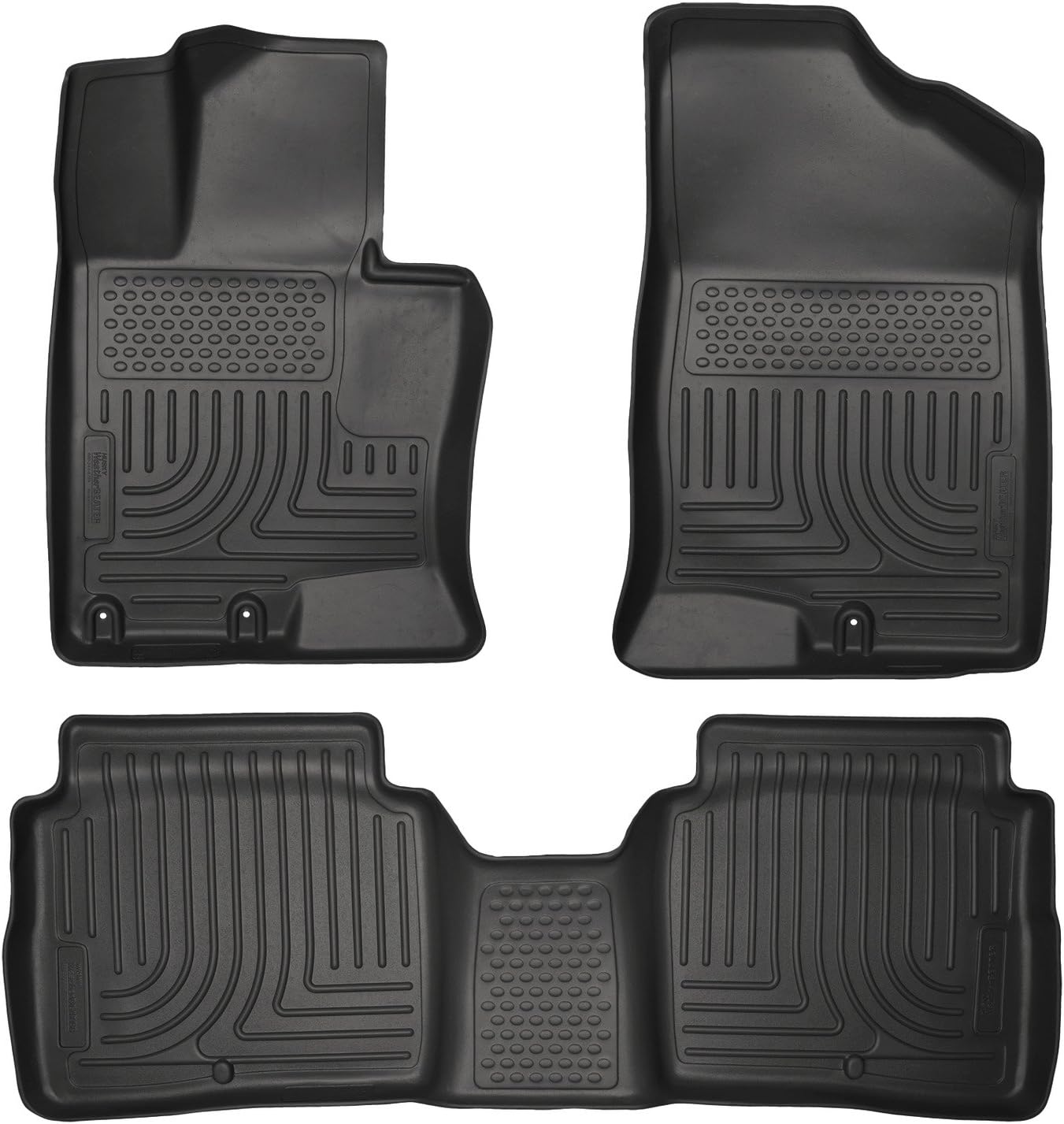 Husky Liners Weatherbeater Floor Mats | Fits 2011-2015 Kia Optima | Front & 2nd Row, 3-pc Black - 99691