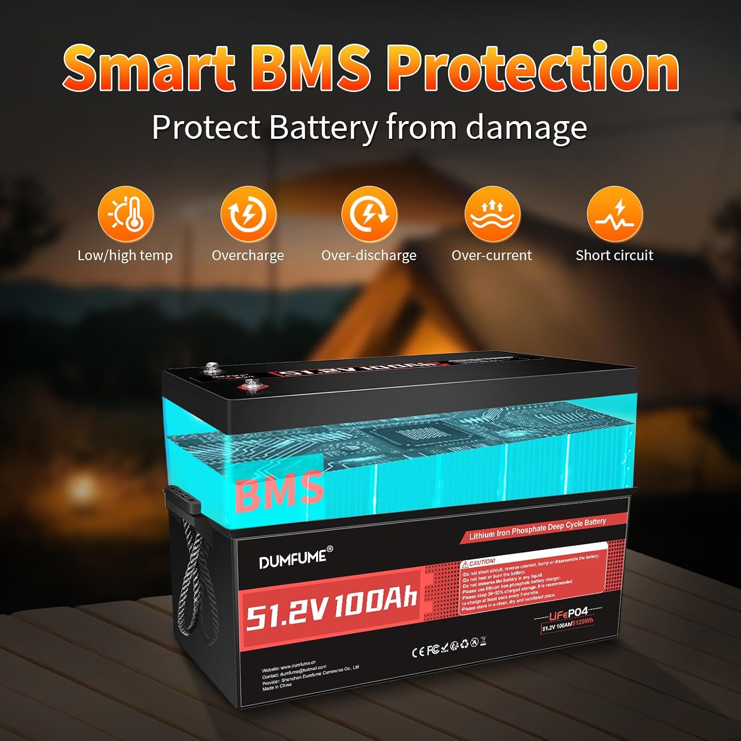 48V 100Ah LiFePO4 Battery, Built in 200A BMS, 6000 Cycles, 5.12kWh Capacity 48 Volt Lithium Battery Perfect for Golf Carts, RV, Solar and Off Grid