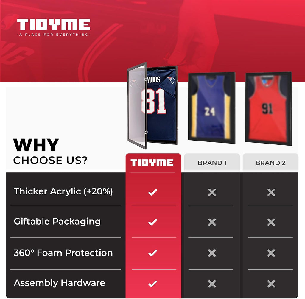 2-Pack Jersey Frame Display Cases – Sports Jersey Display Frames with 98% UV Protection for Football, Baseball, Basketball, Hockey, Soccer, Uniform & T-Shirt – Lockable & Durable Frames