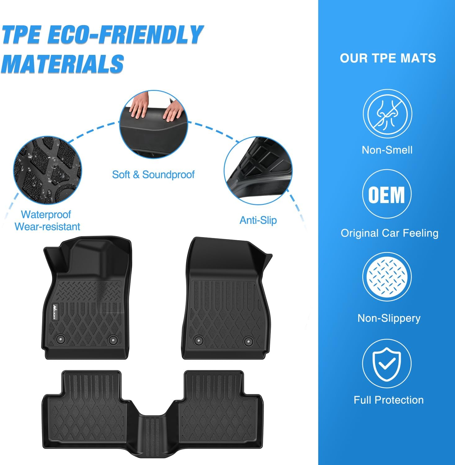 Nilight TPE Floor Mats for Chevy Malibu 2013 2014 2015, 2016 Chevrolet Malibu Limited Only, All Weather Custom Fit Heavy Duty Floor Liners