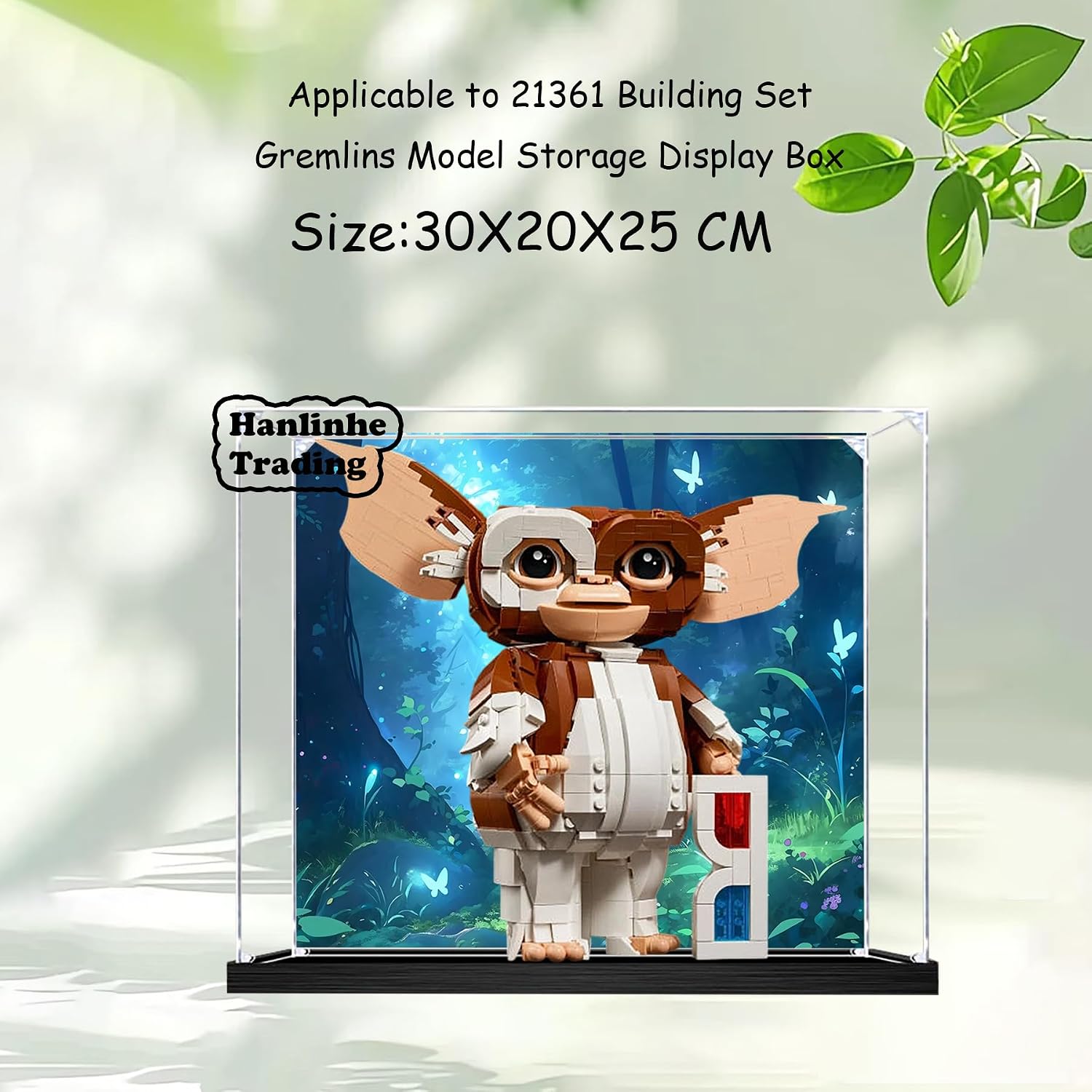 Acrylic Display Case for Lego 21361 Gremlins Building Set– Dustproof Display Box & Showcase, Display Box Compatible with Lego 21361 -Only Display case (Back Spray 1) (Back Spray Black Base 1)