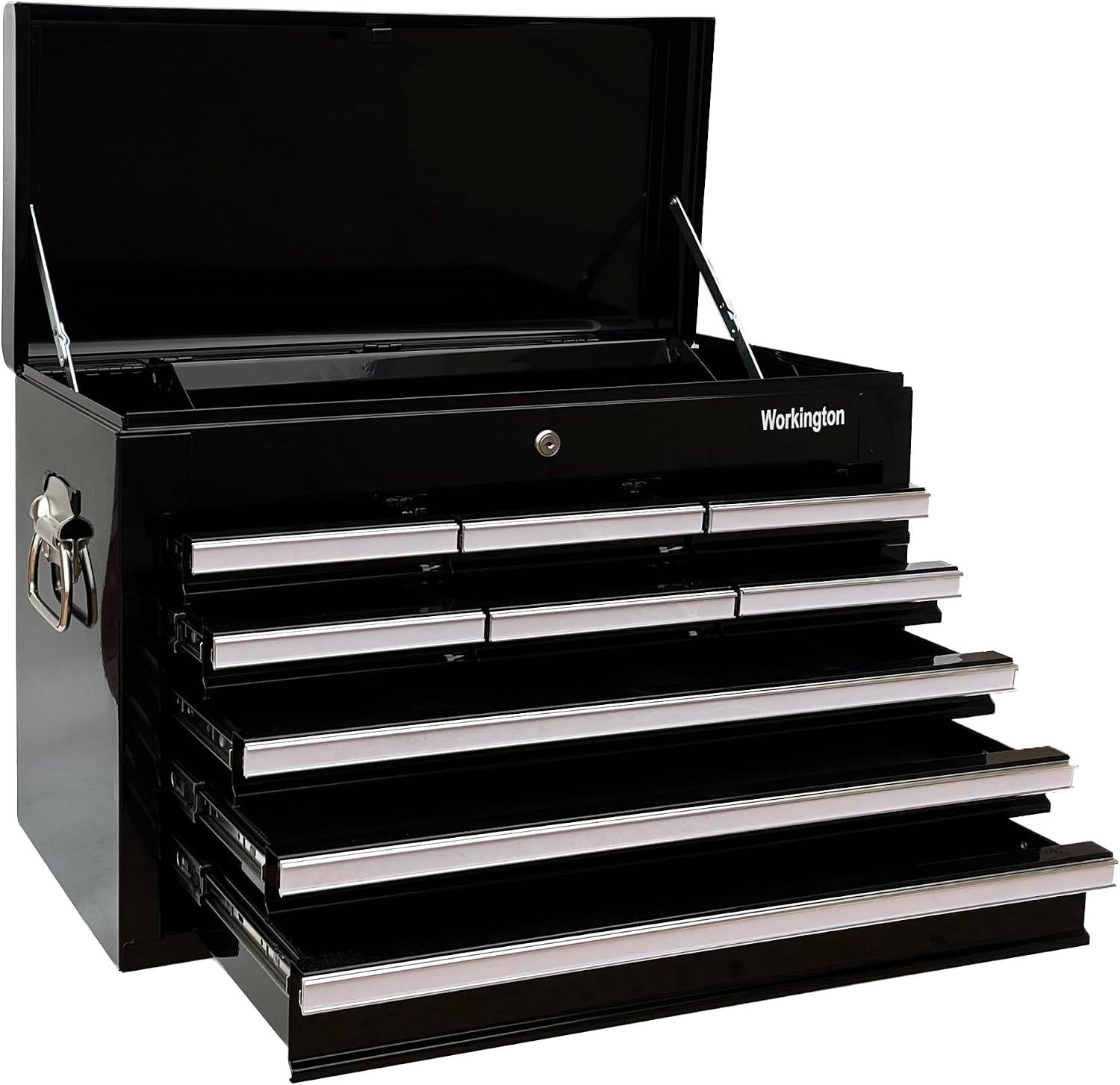 Workington Professional Industrial Portable Metal Tool Chest with 9 Drawers, 26' 9-Drawer Tool Chest Cabinet with Ball Bearing Drawer Slides, Steel Tool Storage Box Organizer 4016 Black