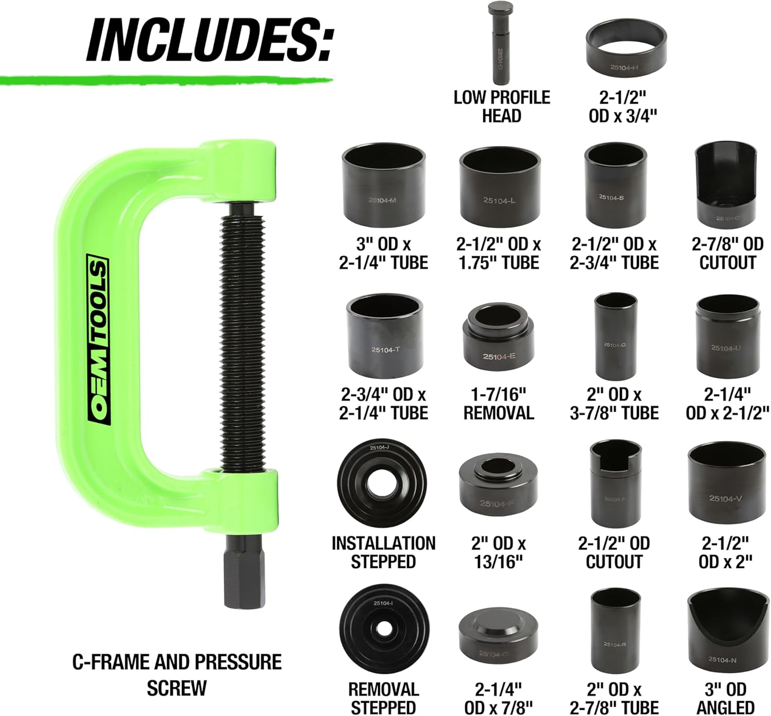 OEMTOOLS 25104 21-Piece Master Ball Joint Press Kit, Ball Joint Puller for Upper and Lower Ball Joints, U-Joints, and Brake Pins, Automotive Tool Kit Compatible with 2WD and 4WD Vehicles
