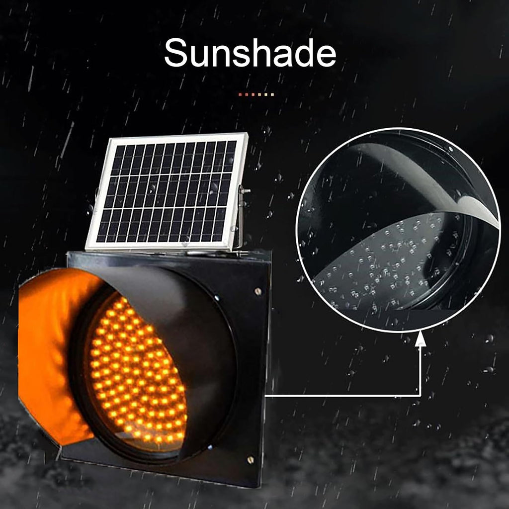 Yellow Solar Traffic Signal Light, 12in IP65 Waterproof Warning Lamp for Road Safety, Emergency Flashing Sign for Intersections, Curves, Bridges - Durable & Bright