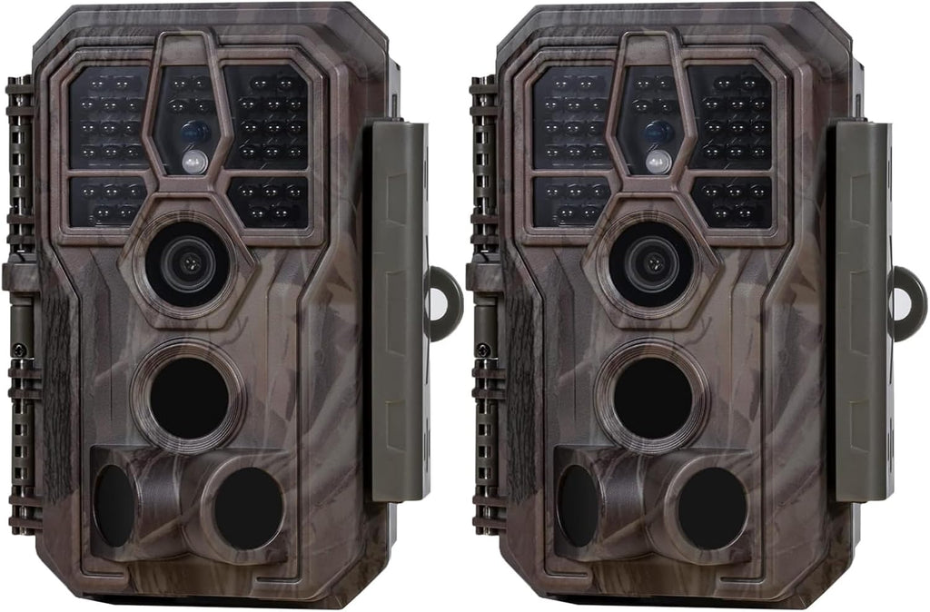 GardePro E5S 2-Pack Trail Camera (Non-Cellular, Non-WiFi), 64MP Photo & 1296P HD Video, 0.1s Trigger, 100ft No-Glow Night Vision, Motion Activated Wildlife Camera