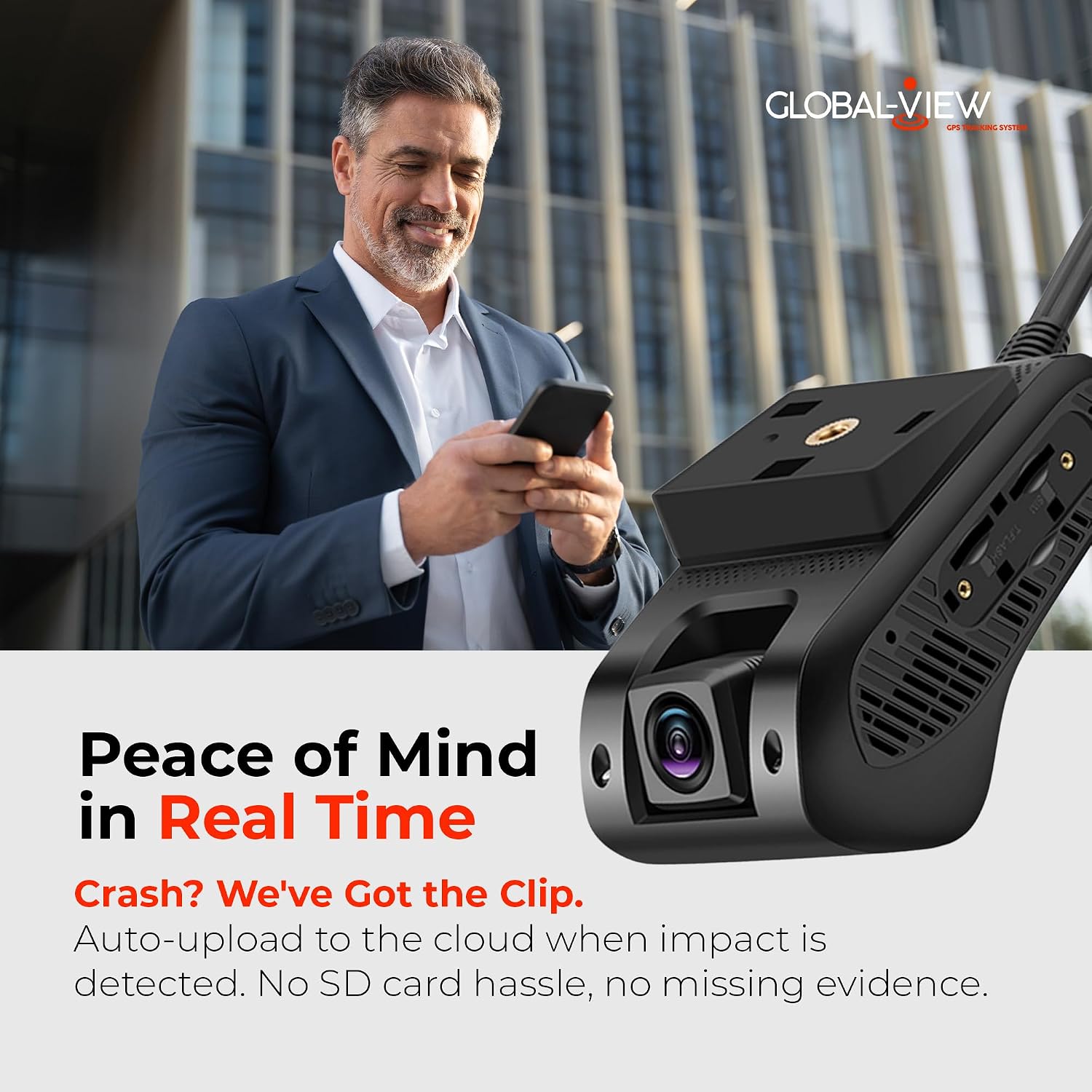 Global View The Eagle Live Streaming Vehicle Dash Cam - 4G LTE, Subscription Required, Dual Front & Cabin Interior Camera - Live Video Streaming Car Camera, GPS Tracking, Geofence Alerts & App Support