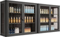 FIMELLO 56''W Wall Cabinet with Tempered Glass Doors, Bathroom Cabinet Wall Mount, Kitchen Wall Cabinet, Floating Cabinet for Bathroom, Wall Mount Salon Station for Barber, Beauty, Black