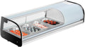 VEVOR Sushi Display Case Refrigerator, 1.5 Cu.ft Commercial Sushi Case, 4-Pan Countertop Showcase with Curved Glass, LED Lighting, and Digital Temperature Control, for Sushi-Bar, Restaurant, Store