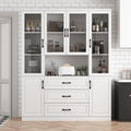 Tall Bookshelf with Glass Doors & Drawers, Large Storage Cabinet Home Office Bookcase with Doors & Shelves, Glass Display Cabinet for Living Room, White (63' W x 15.7' D x 78.9' H)