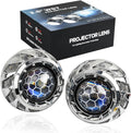 2.5inch Honeycomb Bi LED Projector Lenses with White Angel Eyes Shroud Decoration-70W 20,000LM 6000K White Sharp Cut off Line No Blind Oncoming Car Upgrade Projector Lens