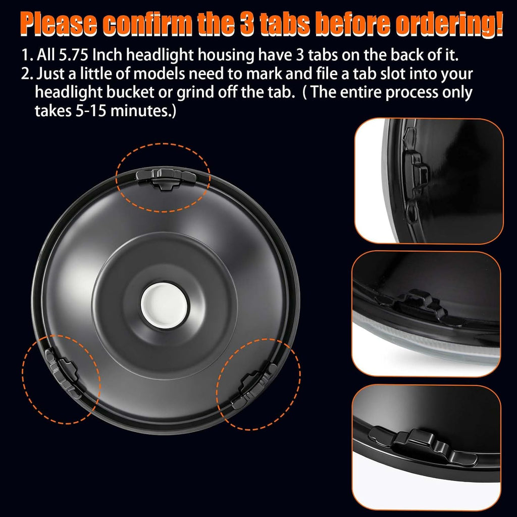 H5006 H5001 5.75 Inch Glass Round LED Headlight Housing + H4/9003 High Low Dual Beam Light Bulbs,Sealed Beam Style,Original Classic Look