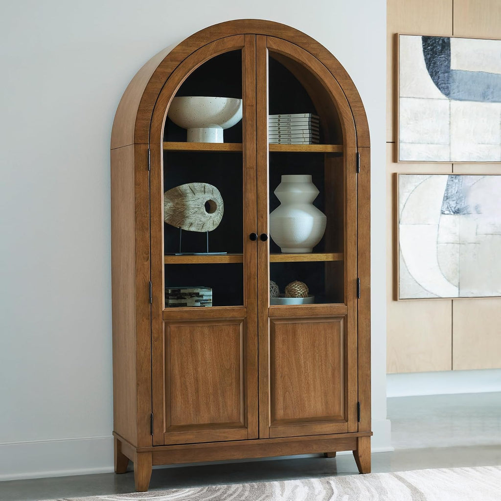 Signature Design by Ashley Dagandale Casual Accent Cabinet with Anti-Tipping and Adjustable Shelf, Light Brown & Black