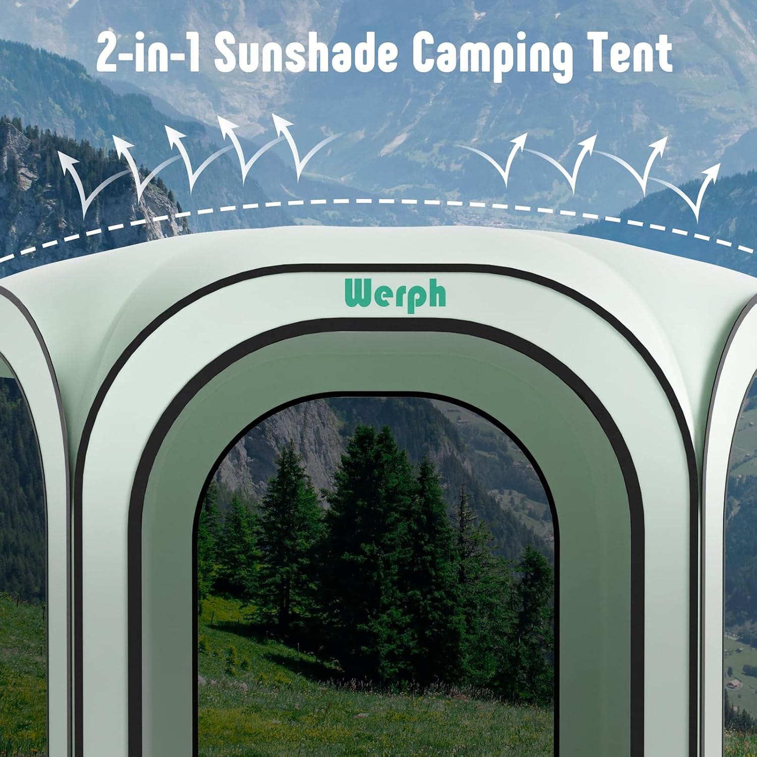 Werph 10x10 Pop Up Screen Tent, Mosquito Net Gazebo, UV Resistant Roof Waterproof Screen Canopy, Quick Setup Outdoor Shelter for Backyard, Patio, Garden, Picnic, Camping and Events, Green