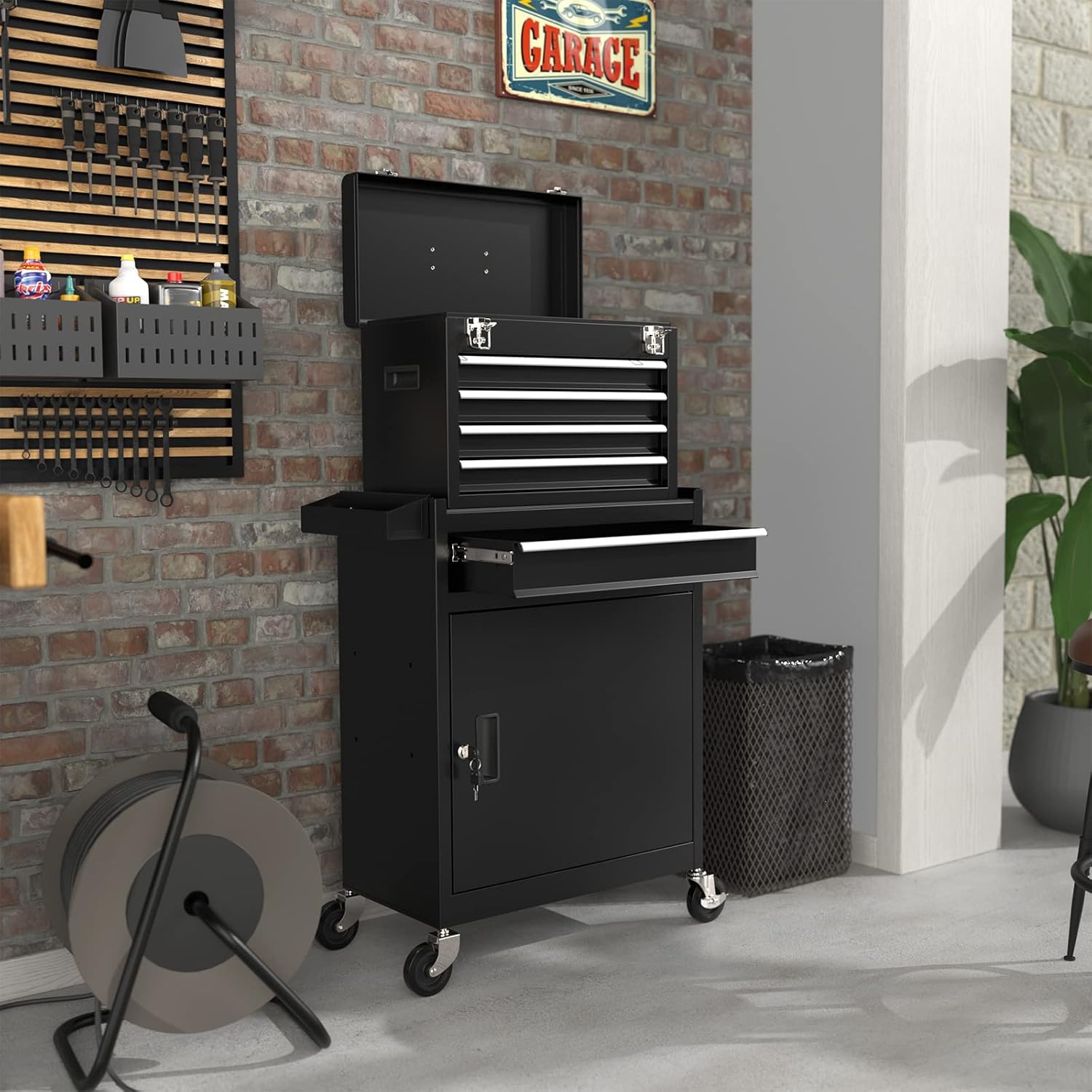 5-Drawer High Capacity Rolling Tool Chest, Removable Toolbox on Wheels Organizers, Lockable Tool Box Tool Storage Cabine with Drawers and Wheels for Workshop and Warehouse