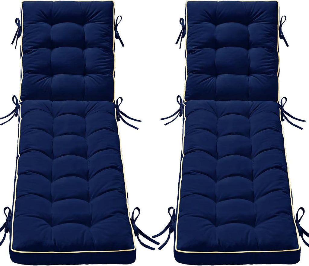 2 Pack 72x21 Inch Folding Chaise Lounge Cushion Quick Dry - Outdoor Sun Lounger Seat Pad with Shredded Foam for Patio Furniture, Deck Chairs, Poolside (Blue, 72 INCH × 21 INCH-2 Pack)