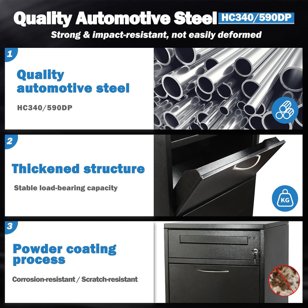 44.9IN Package Delivery Box for Outside, Ultra Large Mailbox, Automobile Steel Parcel Drop Box, Waterproof Anti-Theft for Home Business