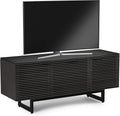 BDI Furniture Corridor 8177-65'' TV Stand for TVs up to 70' with Soundbar Shelf, Storage Drawer, Cable Management, Remote-Friendly Louver Doors, Satin-Etched Glass Top, Charcoal Stained Ash