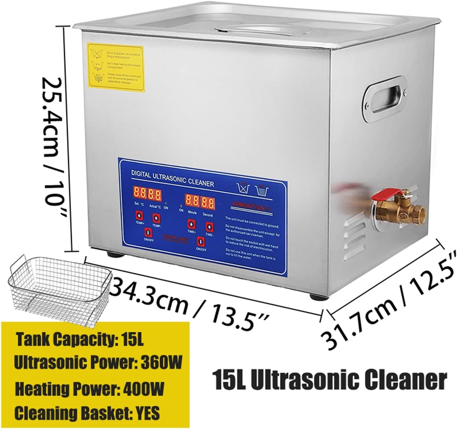 1.3L 2L 3L 6L 10L 15L 22L 30L Ultrasonic Cleaner Lave-Dishes Portable Washing Machine Diswasher Ultrasound Home Appliances Durability, Efficience(15L)
