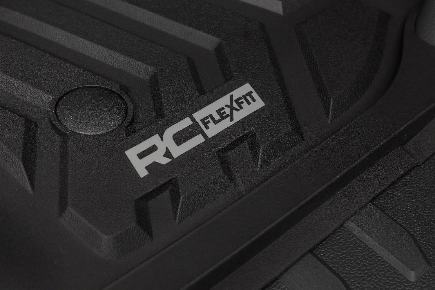 Rough Country Flex-Fit Floor Mats for Ford F-250/350 Super Duty (2017-2025) Crew Cab - Front & Rear Set, Custom All-Weather Non-Slip TPE Liners w/Spill Saver Lip