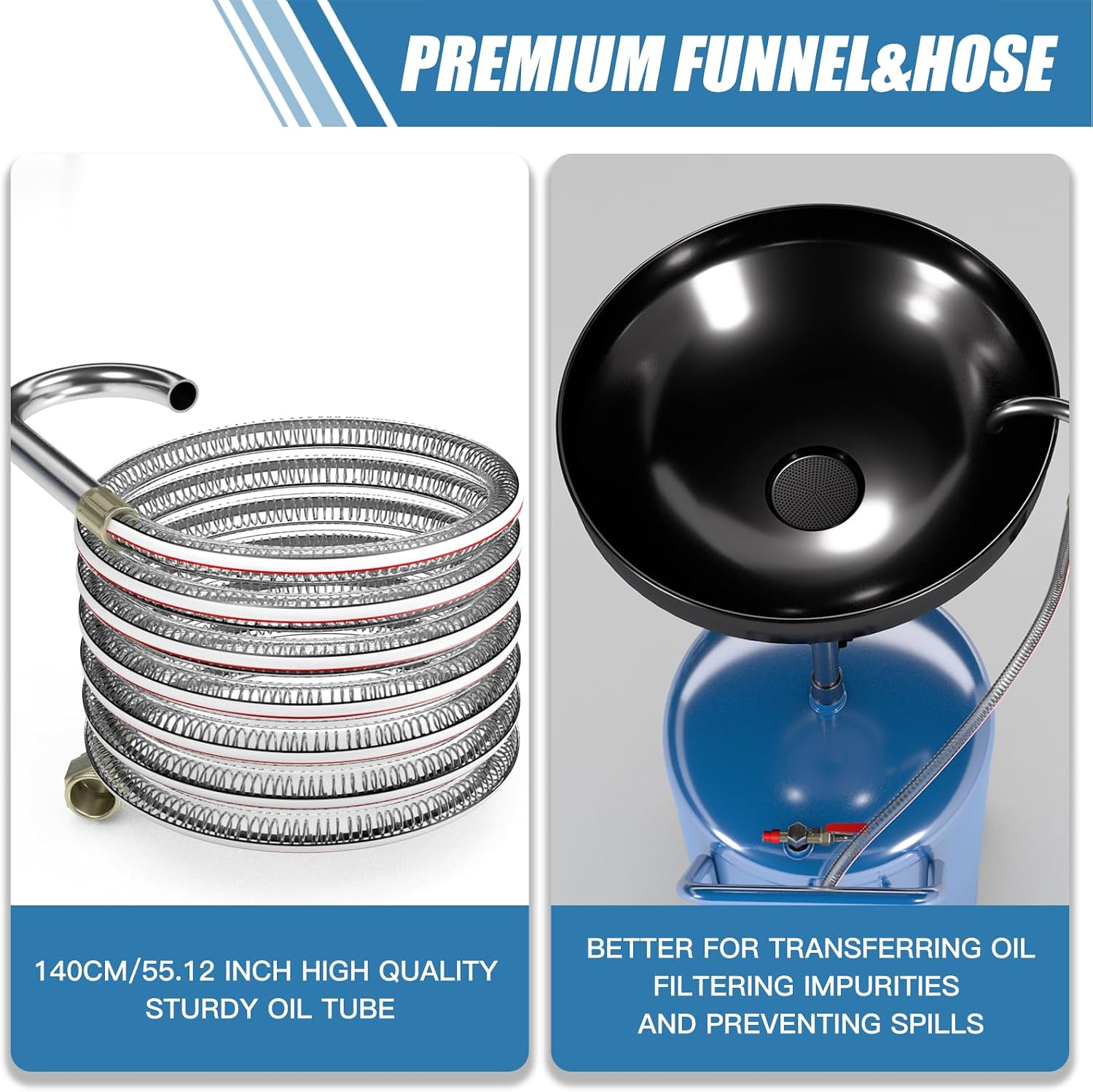 Larbanke 20-Gallon Waste Oil Drain Tank, Air Operated Drainer Oil Change Container with 360 ° Wheels,Oil Drain with Adjustable Funnel Height, Change Container Suitable for Car Repair Shops and Garages