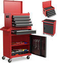 5-Drawers Large Tool Chest Tool Box Organizer with Lockable, 2-In-1 Detachable Tool Storage Cabinet with Wheels, Portable Expandable Tool Cart Toolbox with Drawers for Garage, Workstation, Workshop