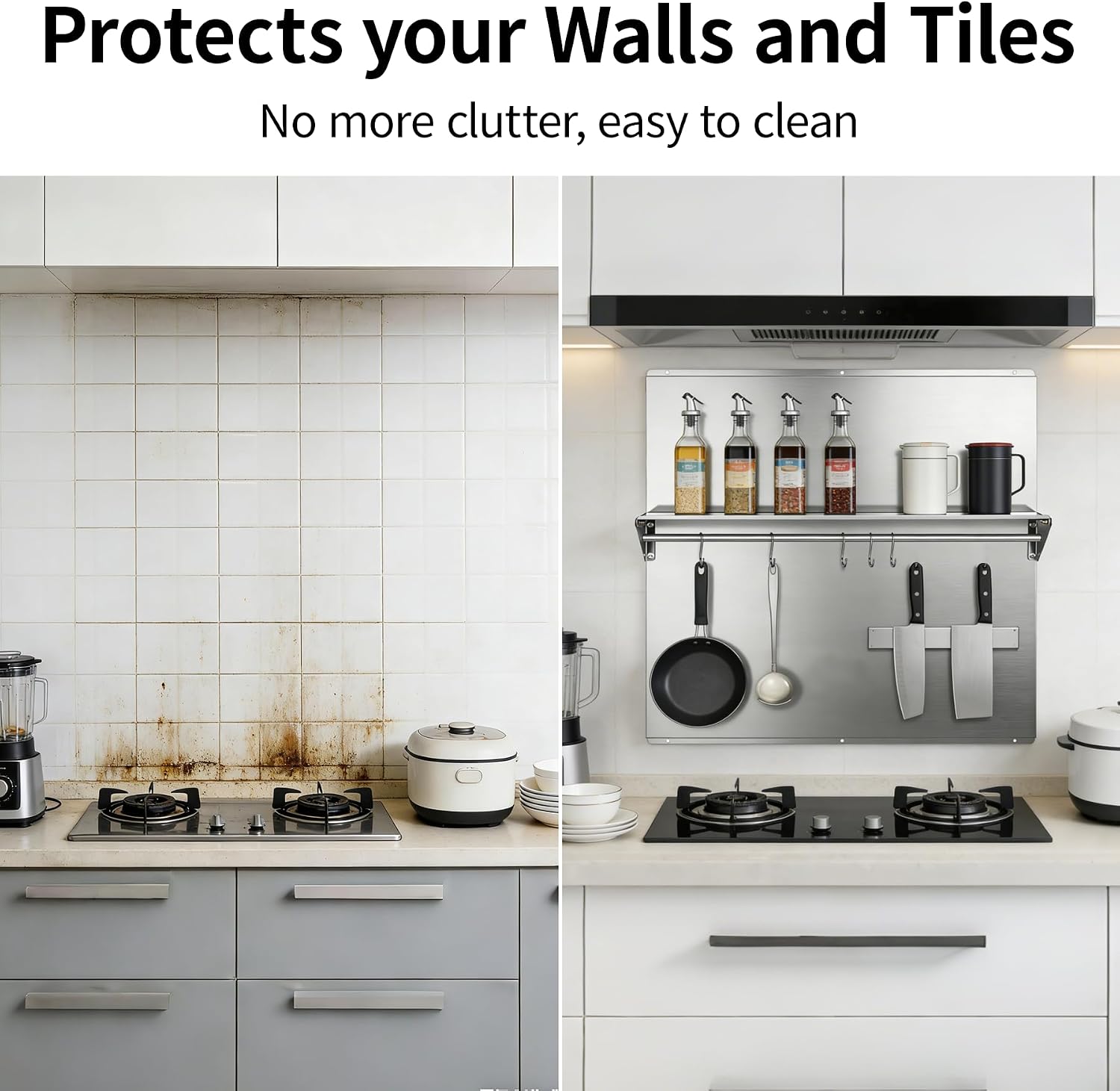 Range Backsplash – 30'x30' 304 Stainless Steel Backsplash with Storage Shelf & Magnetic Knife Holder, Stove Backsplash for Kitchen Wall Protection, Pre-Drilled Holes for Easy Installation & Easy Clean