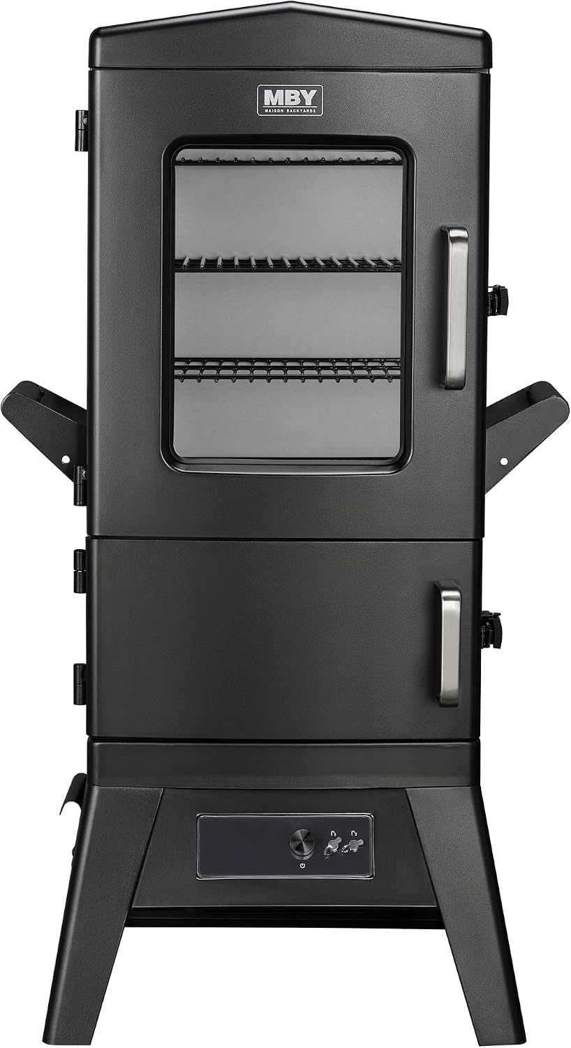 Digital Electric Smoker with Cover, LED Display Build in Meat Probe Large Capacity BBQ Smokers, 4 Racks Smoke More with 633 sq in Cooking Area