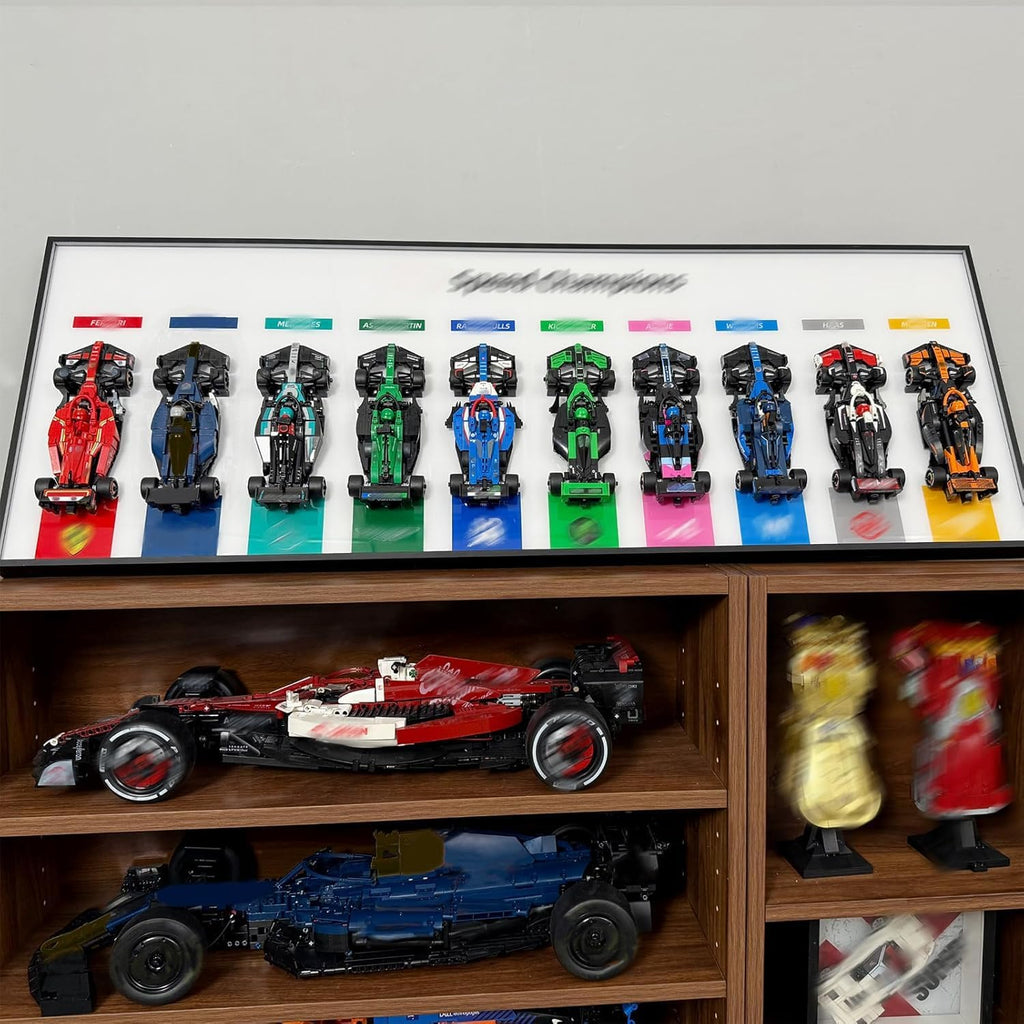 WETCEAOM Display Wallboard Compatible with Lego Speed Champions Display Wall Mount Frame- Showcase 10-Car (Sets 77242-77251) Collection as Wall Art, Space-Saving Mount for Home (No Model)