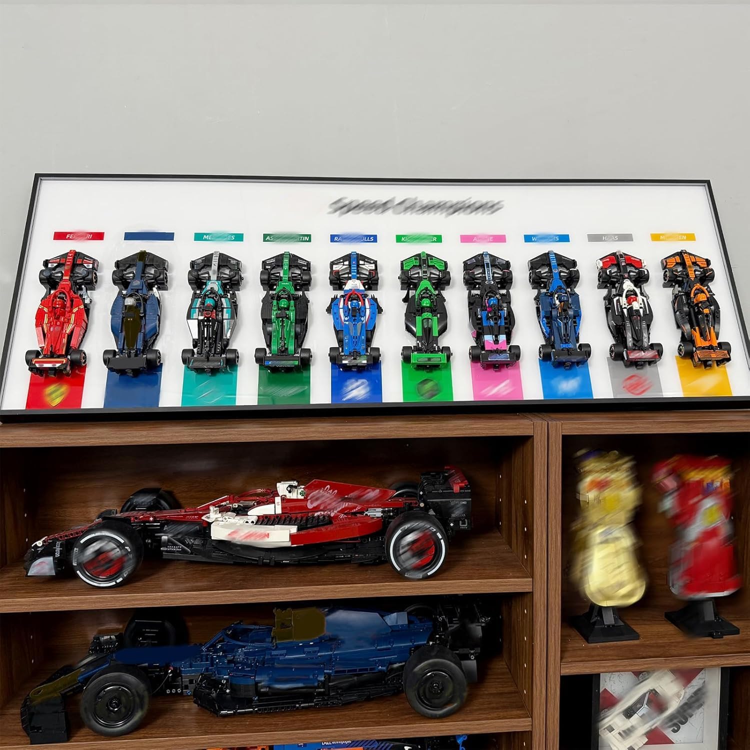 WETCEAOM Display Wallboard Compatible with Lego Speed Champions Display Wall Mount Frame- Showcase 10-Car (Sets 77242-77251) Collection as Wall Art, Space-Saving Mount for Home (No Model)