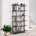 CAPHAUS 6-Tier Book Shelf, 86' H Vintage Industrial Bookcase with Open Display Shelving, Wooden and Metal Shelving Unit, Bookshelves and Bookcases, Stand Shelf for Bedroom, Home Office, Rustic Oak