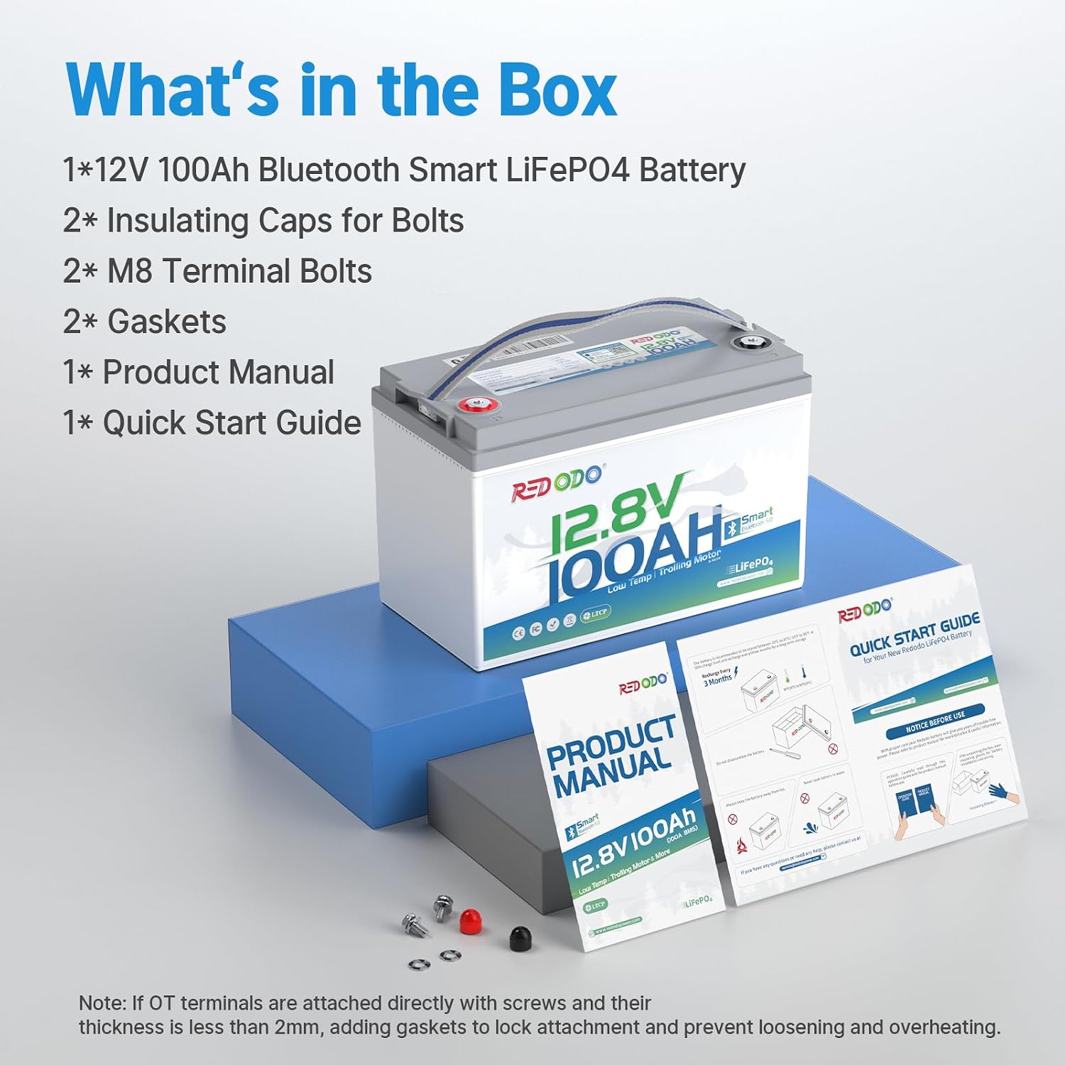 Redodo 2 Pack 12V 100Ah Group 31 Bluetooth LiFePO4 Battery, Low Temp Cutoff Lithium Battery with 100A BMS, Max. 15000 Deep Cycles, Perfect for RV, Trolling Motors, Off-Grid System