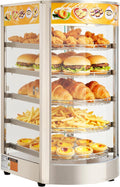 VEVOR 5-Tier Commercial Food Warmer Display, 800W Food Display Warmer with LED Light, Adjustable Shelf and Stainless Steel Frame, 86℉~185℉ Air Heating, 60L for Hamburger, Pizza, Bread, Fried Chicken