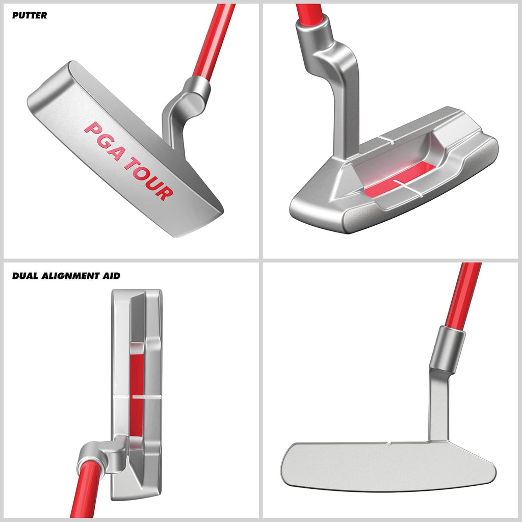 PGA Tour Youth Golf Club Set – Ages 3-5 (3'6'-4'1') and 5-8 (4'1' - 4'8') Right and Left Handed Beginner Junior Golf Clubs with Lightweight Golf Bag, Mallet Putter, Driver by Golfgen