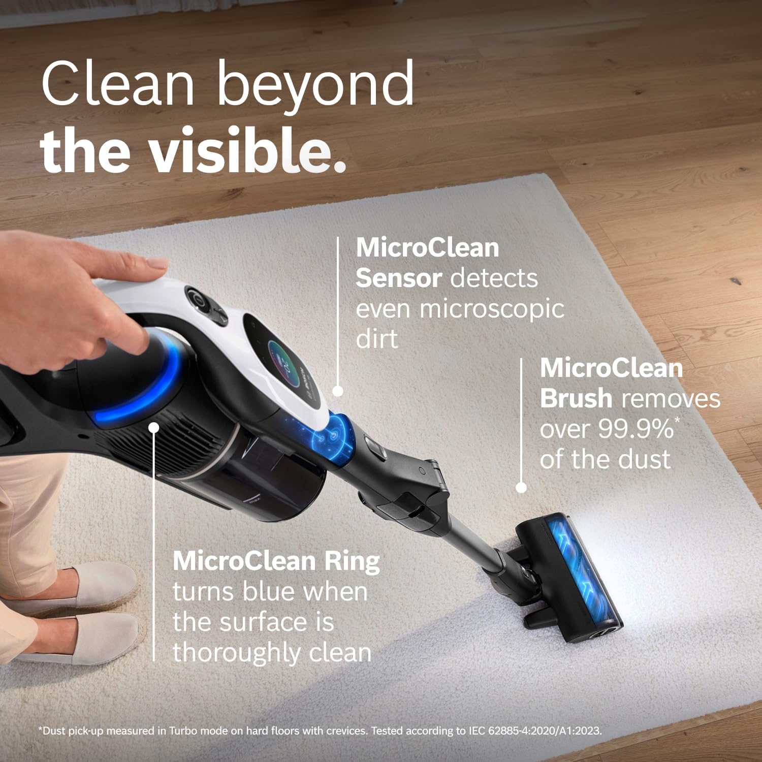 Bosch Unlimited 10 Cordless Stick Vacuum Cleaner - Up to 80 Min Battery, Pet Hair, Hard Floors, Carpets, HEPA Filter, Bendable Tube for Under Furniture, Upholstery, 3 Accessories, White