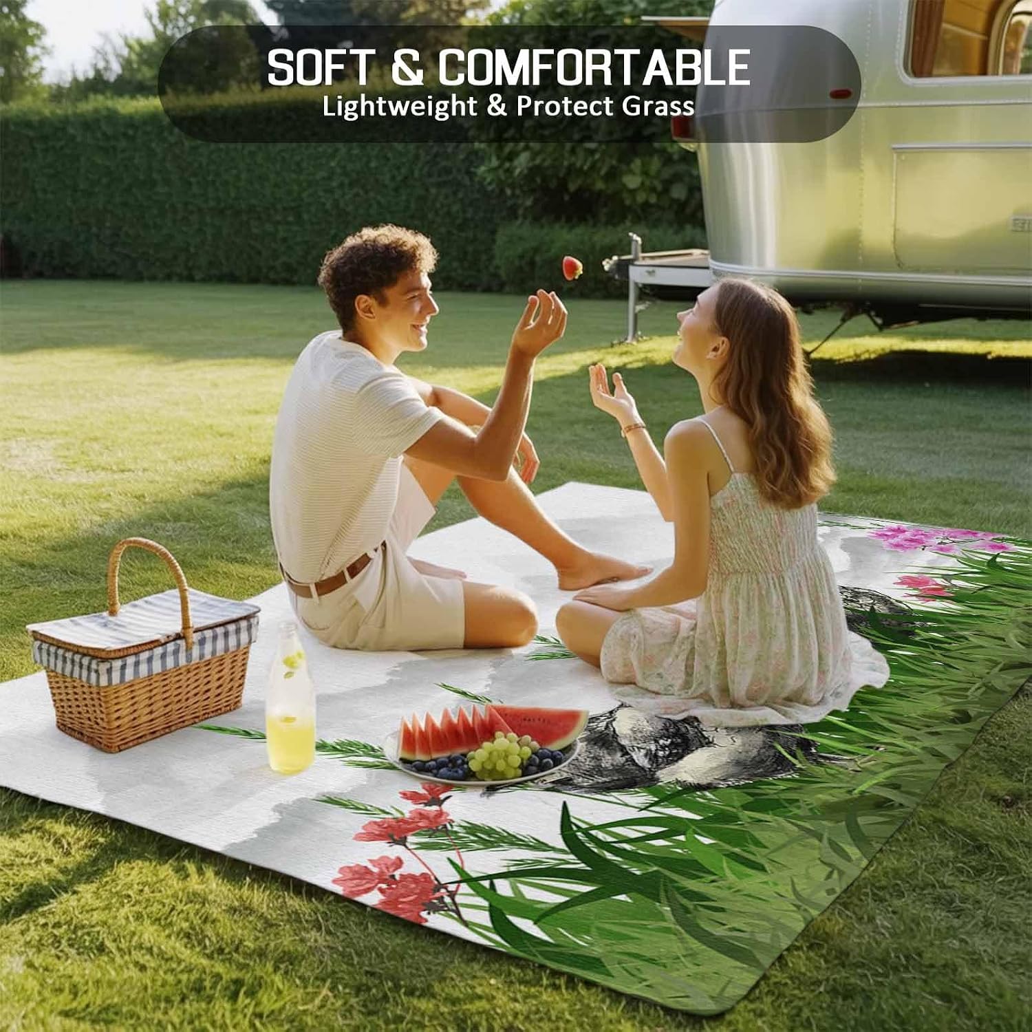Outdoor Rug 4x6ft Nature Landscape Black Sketch Rooster Green Grass Patio Area Rugs Waterproof Easy Cleaning Non Shedding Thick Mats Mountain Carpet for Indoor Outdoor Porch Deck Backyard Balcony