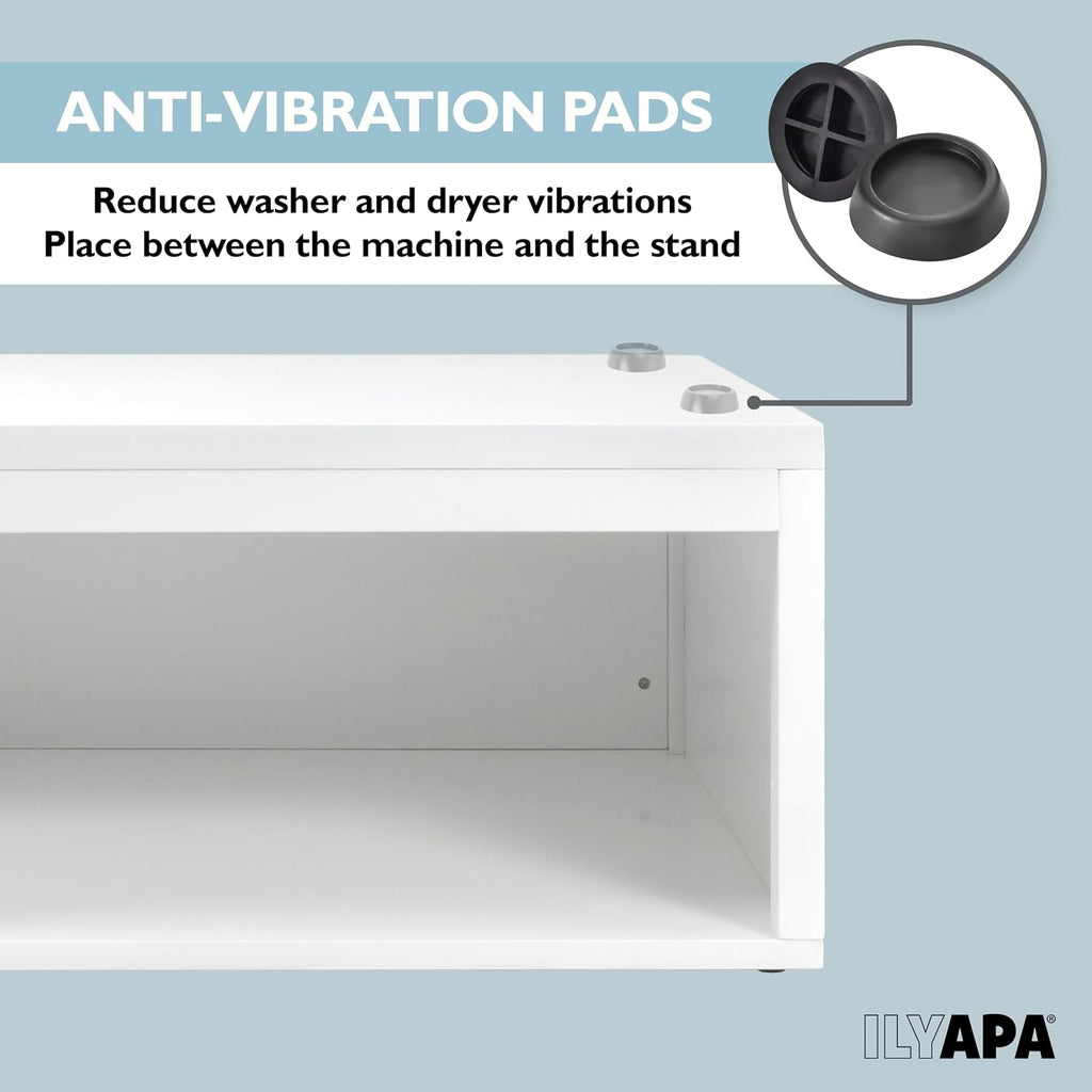 Ilyapa Washer and Dryer Stand - Universal Wooden Laundry Pedestal with Drawer - Compatible with Samsung, LG, GE, Maytag - 28x28x14 in.